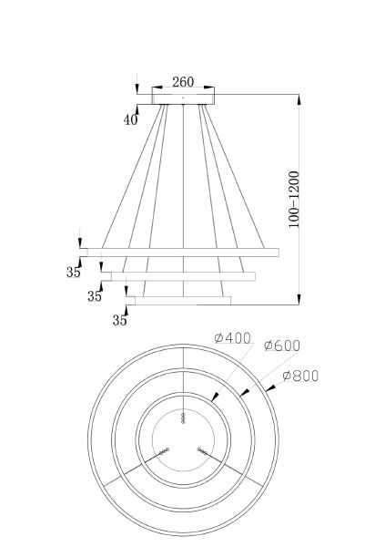 Подвесная люстра Rim MOD058PL-L100BS4K