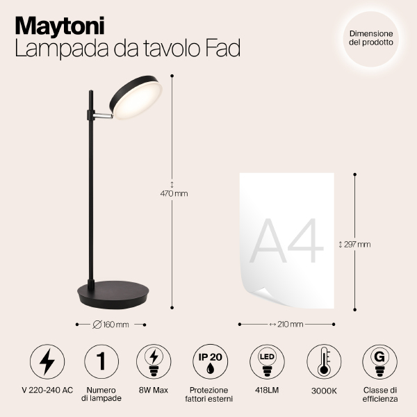 Настольная лампа Fad MOD070TL-L8B3K