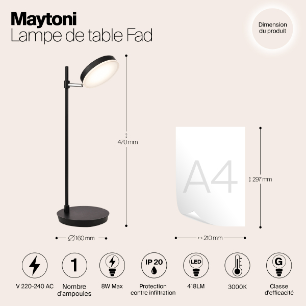 Настольная лампа Fad MOD070TL-L8B3K