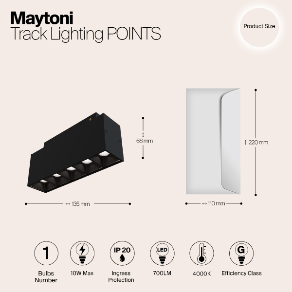 Трековый светильник Points S35 TR014-2-10W4K-B