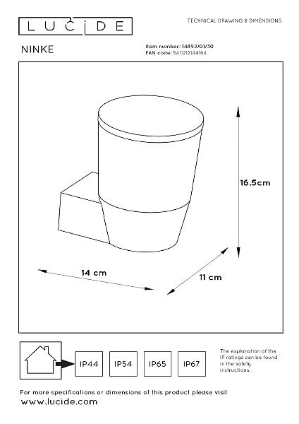 Уличный настенный светильник Ninke 14892/01/30