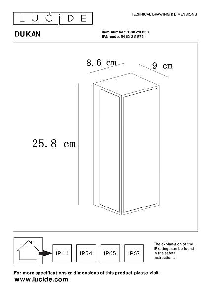 Уличный настенный светильник Dukan 15802/01/30