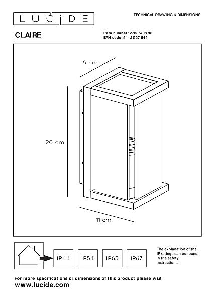 Уличный настенный светильник Claire Mini 27885/01/30
