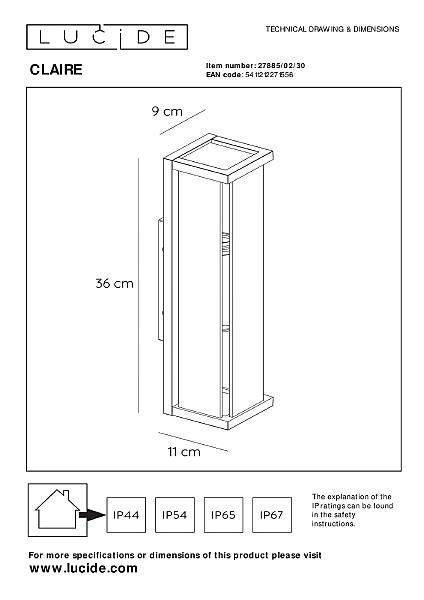 Уличный настенный светильник Claire Mini 27885/02/30
