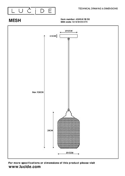 Светильник подвесной Mesh 43404/15/30