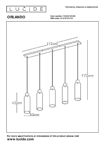 Светильник подвесной Orlando 74404/05/65