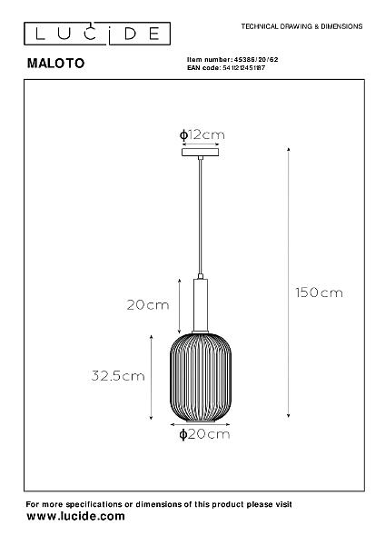 Светильник подвесной Maloto 45386/20/62
