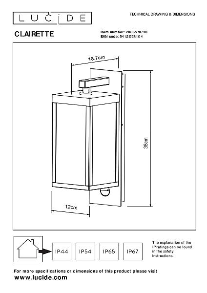 Уличный настенный светильник Clairette 28861/10/30