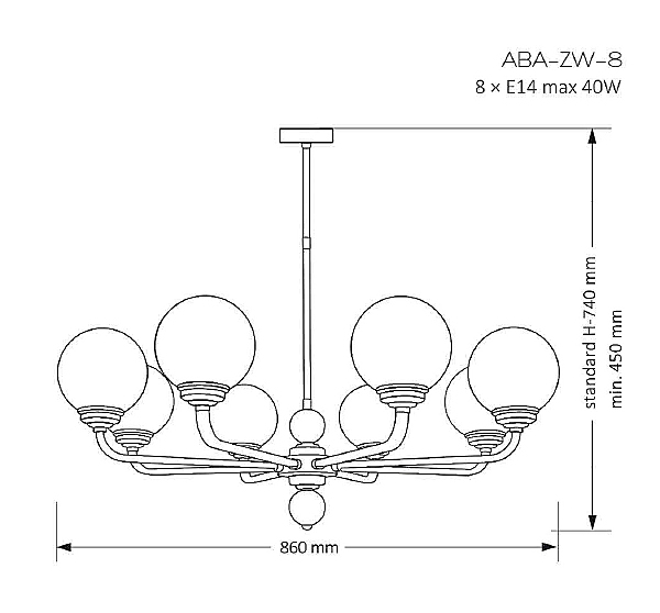 Люстра на штанге Abano ABA-ZW-8(P)