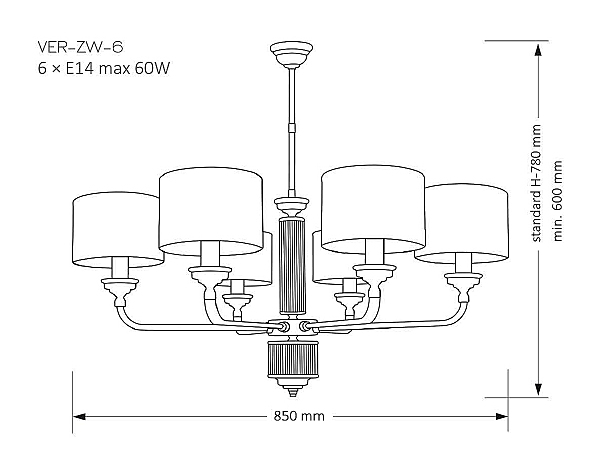Люстра на штанге Verde VER-ZW-6(P)