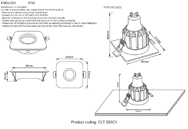 Встраиваемый светильник CLT 033 CLT 033C1 WH