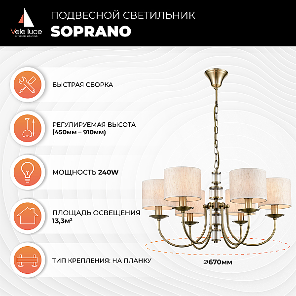 Подвесная люстра Soprano VL4194P06