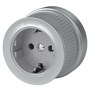 WL19-10-01/ Розетка с заземлением (Матовый хром) Ретро