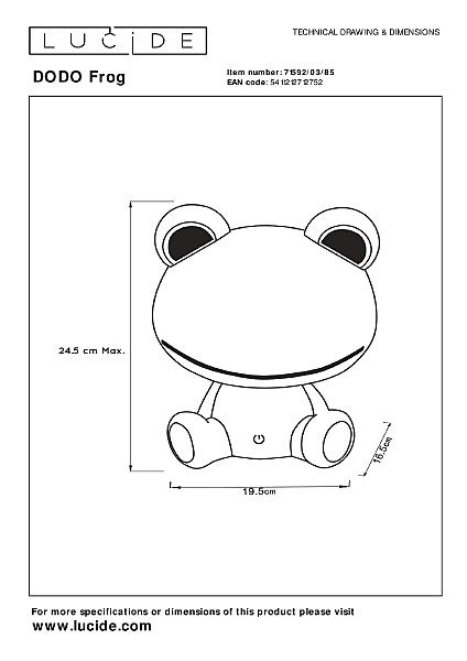 Детский ночник Dodo Frog 71592/03/85