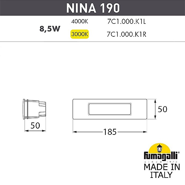 Подсветка для ступеней Nina 7C1.000.000.BYK1L