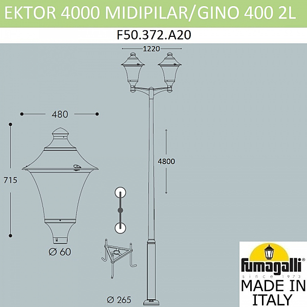 Столб фонарный уличный Gino F50.372.A20.AXE27