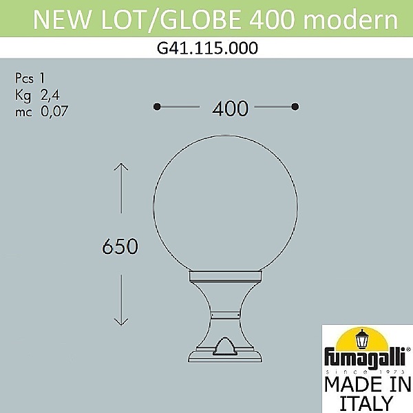 Уличный наземный светильник Globe 400 Modern G41.115.000.AYE27