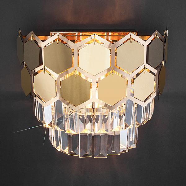 Настенное бра Ariana 10113/2 золото/прозрачный хрусталь Strotskis