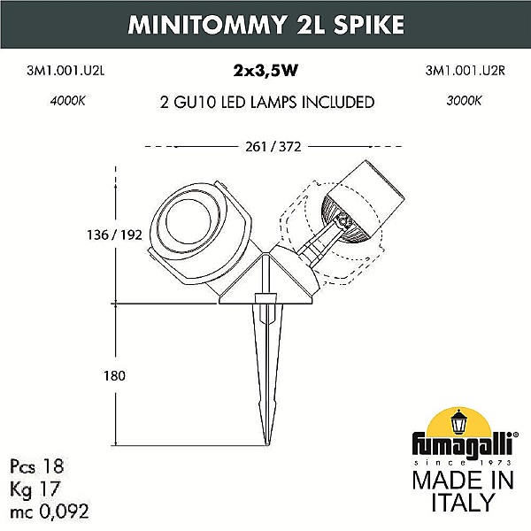 Грунтовый светильник Minitommy 3M1.001.000.WXU2L