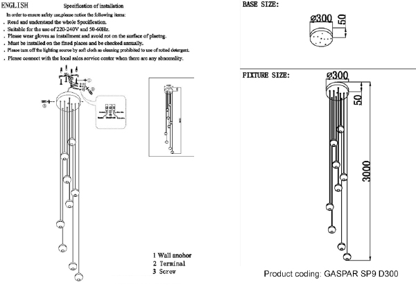 Светильник подвесной Crystal Lux GASPAR SP9 D300 WHITE