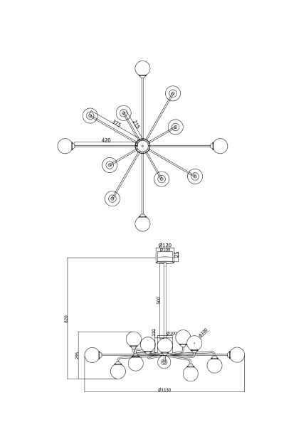 Люстра на штанге Alexis FR5120PL-12G