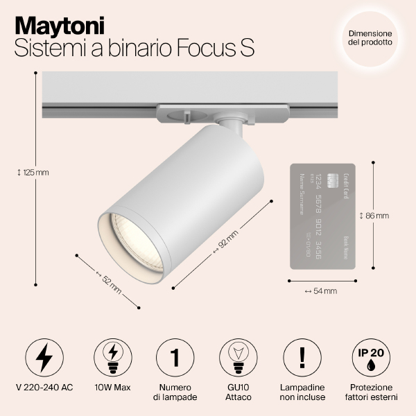 Трековый светильник Focus S Unity TR020-1-GU10-W