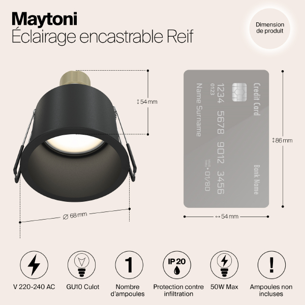 Встраиваемый светильник Reif DL049-01B