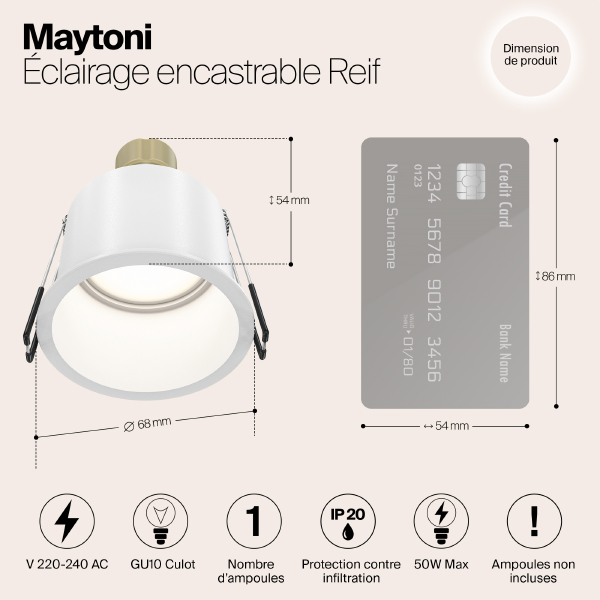 Встраиваемый светильник Reif DL049-01W