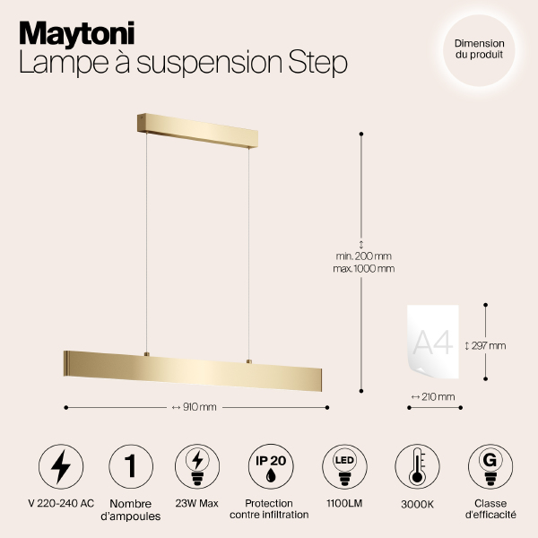 Светильник подвесной Step P010PL-L23G3K