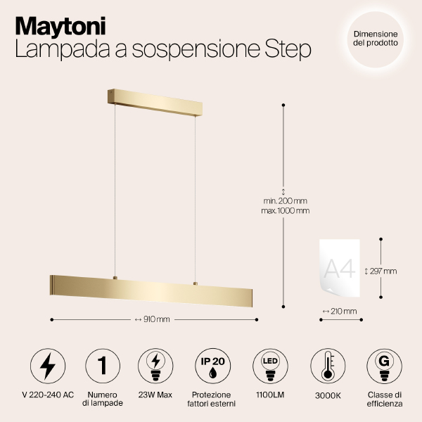 Светильник подвесной Step P010PL-L23G3K