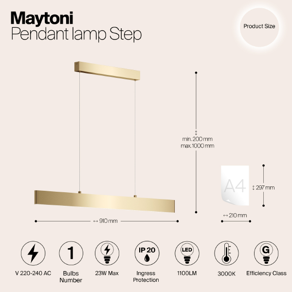 Светильник подвесной Step P010PL-L23G3K