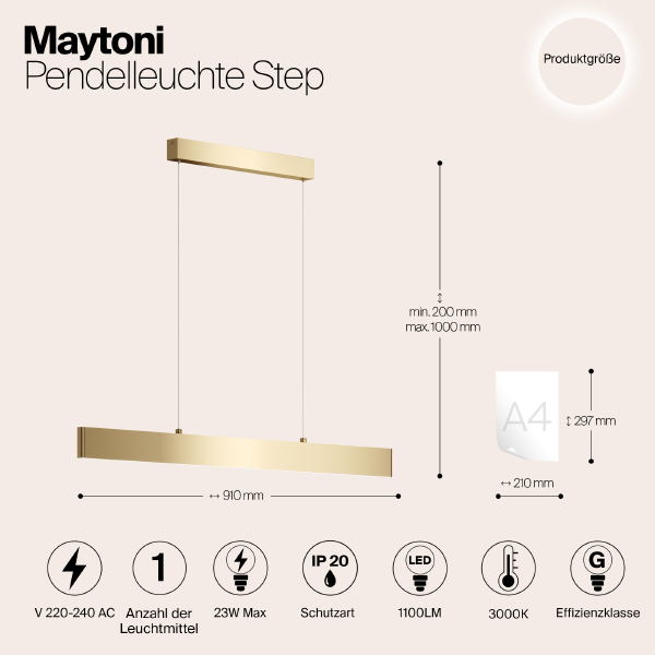 Светильник подвесной Step P010PL-L23G3K