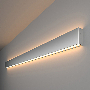 Настенный светильник Grand Линейный светодиодный накладной двусторонний светильник 128см 50W 3000K матовое серебро (101-100-40-