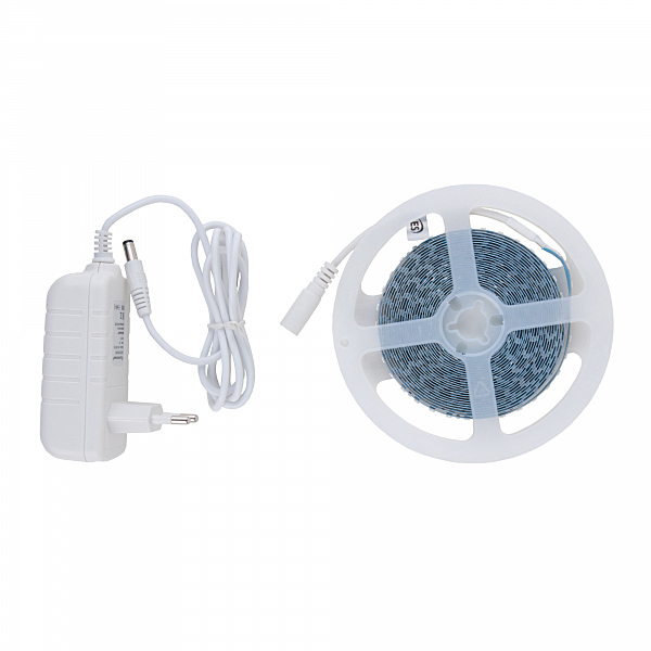 LED лента 12V 9,6W IP20 Набор светодиодной ленты 5m 2835 12V 120Led 9.6W IP20 6500K холодный белый (SLS 01 WW IP 20) a049844