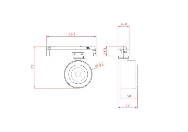 Трековый светильник Single phase track system TR023-1-12W3K