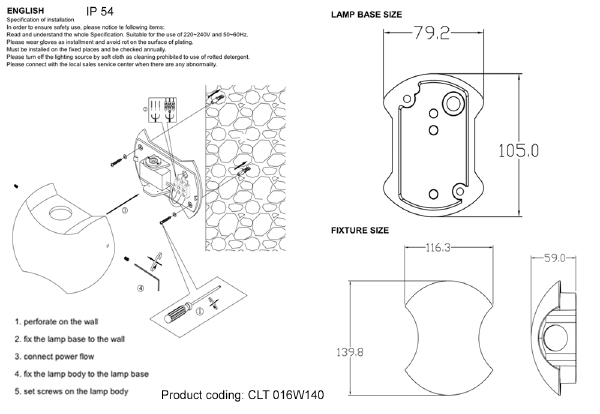 Уличный настенный светильник Clt 016 CLT 016W140 DG