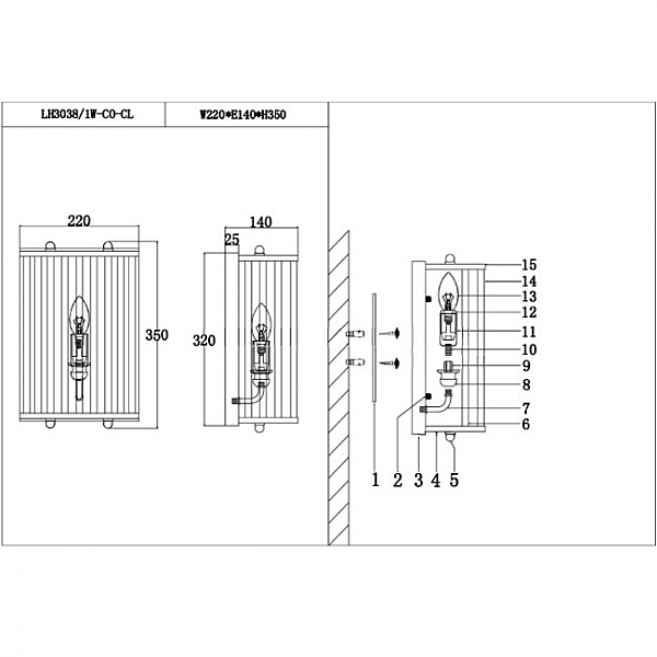 Настенное бра Lariana LH3038/1W-CO-CL