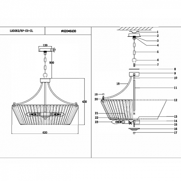 Подвесная люстра Dzhasmin LH3052/8P-CO-CL