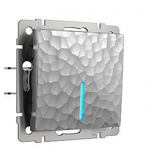 Выключатель Hammer W1212106/ Выключатель одноклавишный проходной с подсветкой (серебряный)