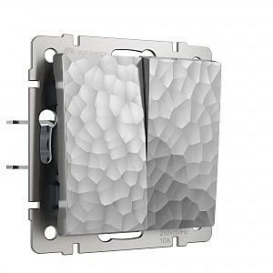 Выключатель Hammer W1220006/ Выключатель двухклавишный (серебряный)