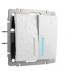 Выключатель Hammer W1220101/ Выключатель двухклавишный с подсветкой (белый)