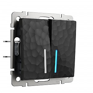 Выключатель Hammer W1220108/ Выключатель двухклавишный с подсветкой (черный)