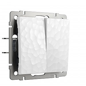 Выключатель Hammer W1222001/ Выключатель двухклавишный проходной (белый)