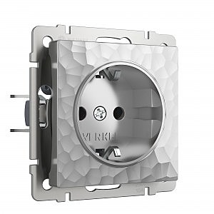 Розетка Hammer W1271106/ Розетка с заземлением и шторками (серебряный)