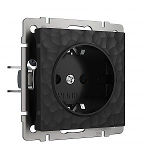 Розетка Hammer W1271108/ Розетка с заземлением и шторками (черный)