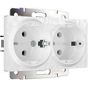 Розетка Hammer W1272001/ Розетка двойная с заземлением (белый)