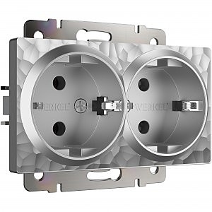 Розетка Hammer W1272006/ Розетка двойная с заземлением (серебряный)