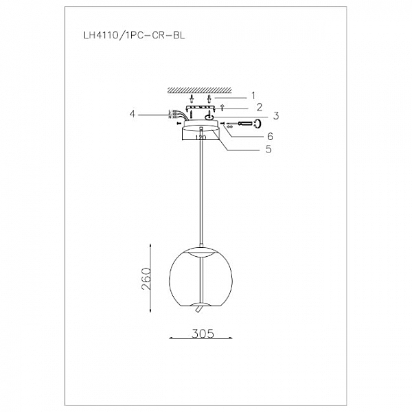 Светильник подвесной Avila LH4110/1PC-CR-BL