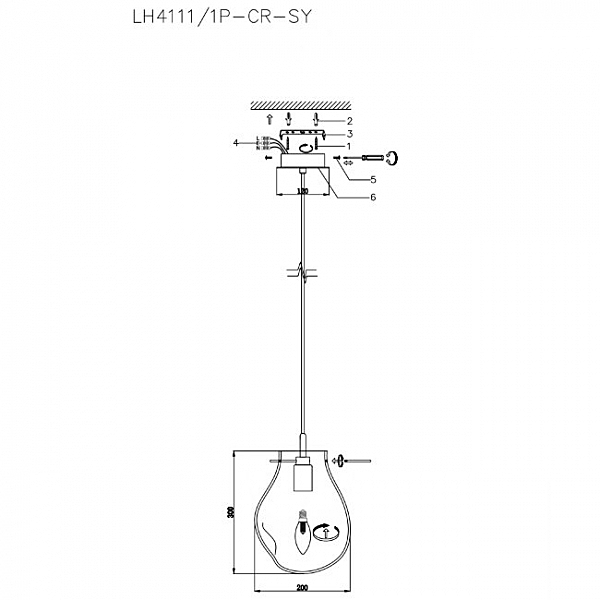 Светильник подвесной Nertus LH4111/1P-CR-SY