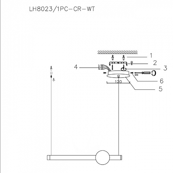 Светильник подвесной Greniya LH8023/1PC-CR-WT
